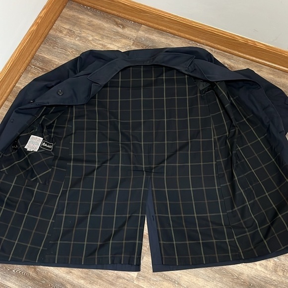 London Fog Navy Blue Trench Coat Men's Size 42 Long Overcoat Rothschild's - Picture 12 of 15